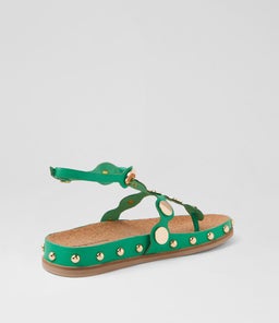 QELLON DJ BRIGHT EMERALD GOLD LEATHER
