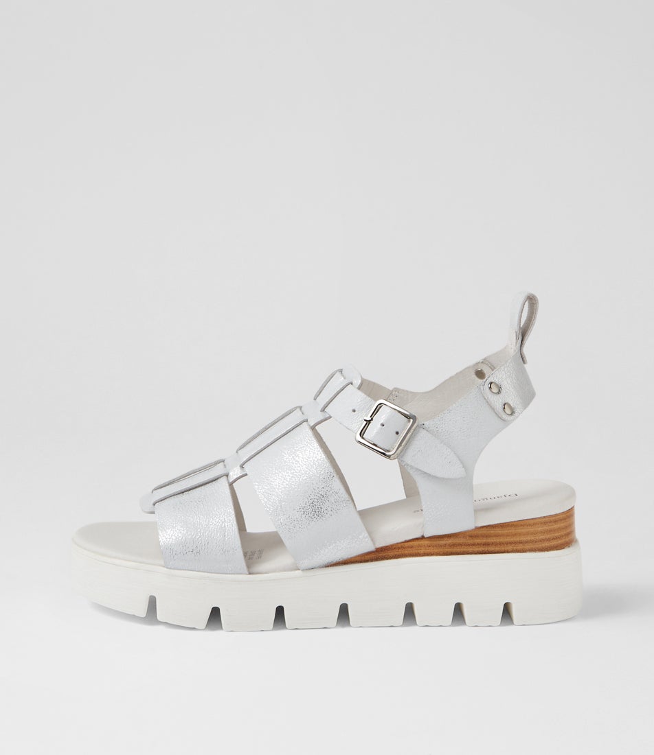 Relie White Silver Leather Sandals Relie White Silver Leather Sandals