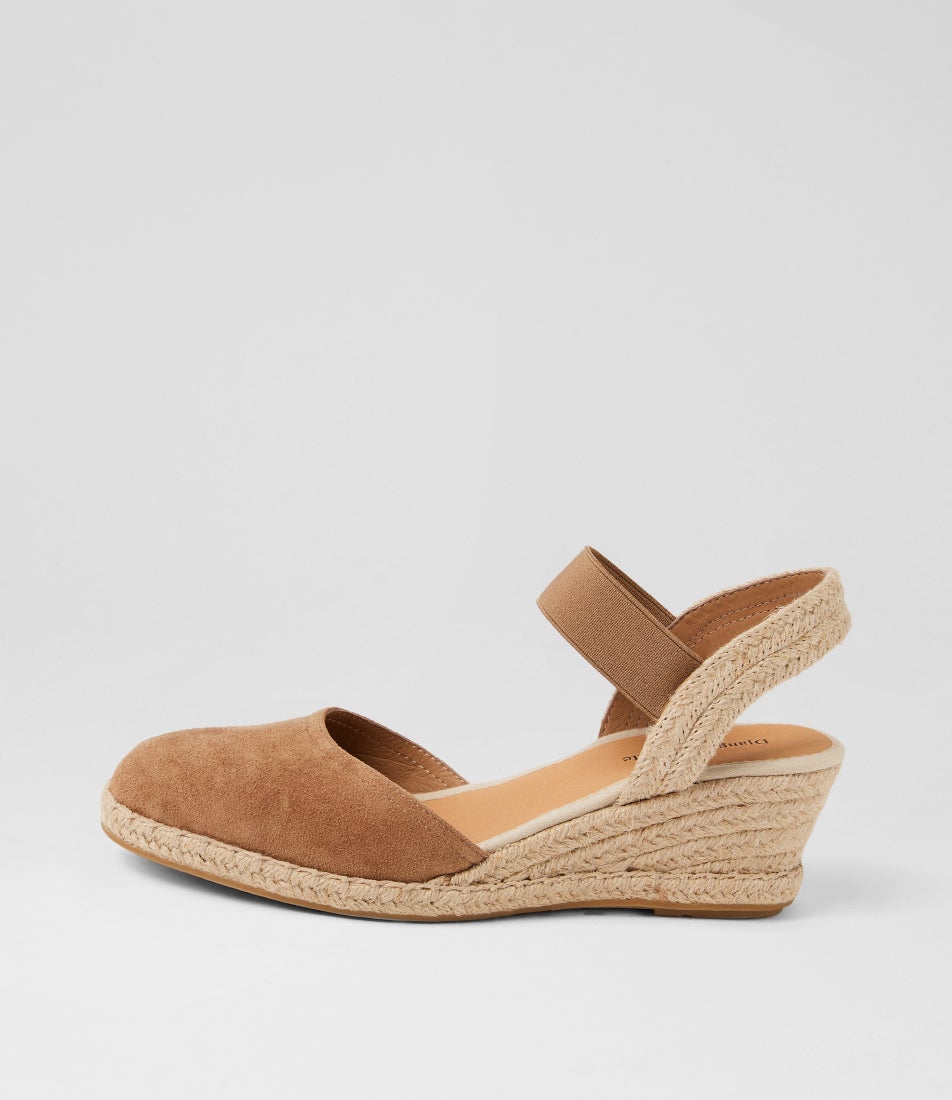 Rhainy Light Choc Natural Rope Suede Elastic Wedges Rhainy Light Choc Natural Rope Suede Elastic Wedges