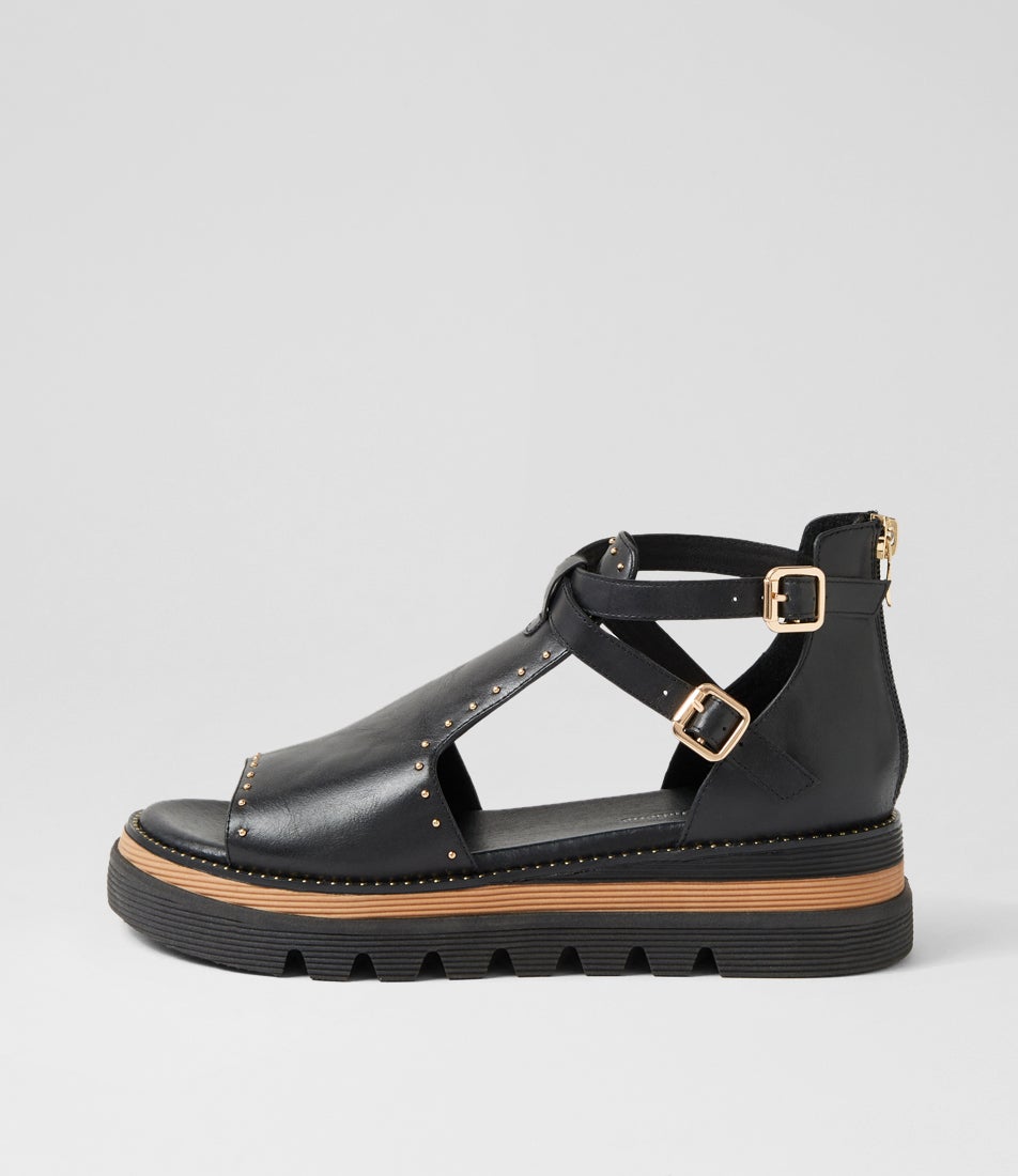 Sorens Black Leather Sandals Sorens Black Leather Sandals