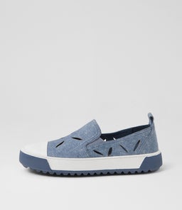 TAMPLE DJ WHITE BLUE DENIM LEATHER