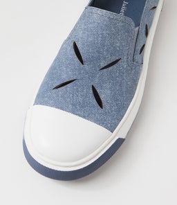TAMPLE DJ WHITE BLUE DENIM LEATHER