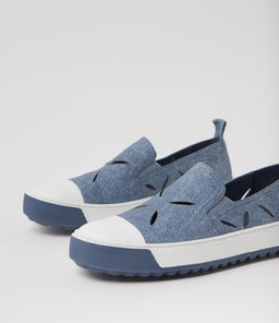 TAMPLE DJ WHITE BLUE DENIM LEATHER