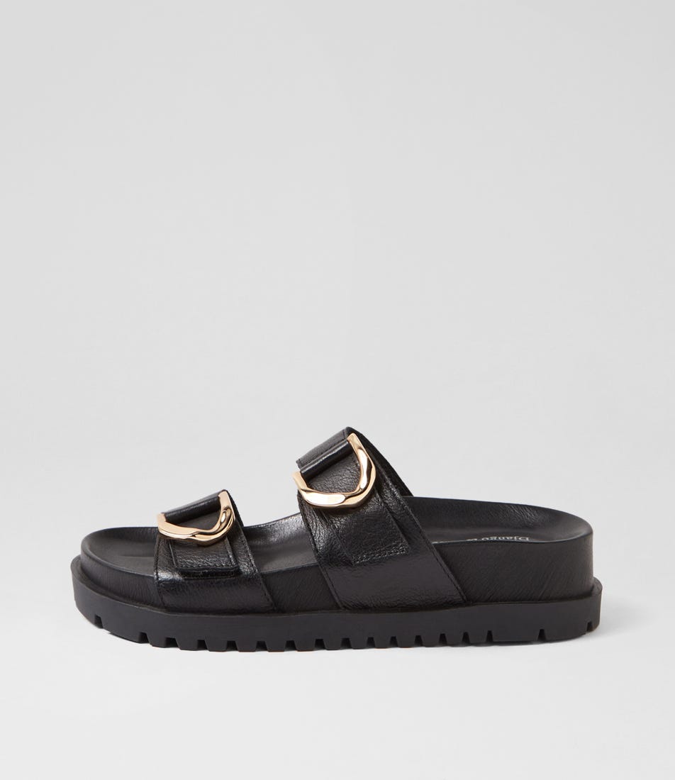 Ullana Black Leather Sandals