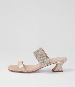 VARICK DJ NUDE SHIMMER SILVER LEATHER JEWELS