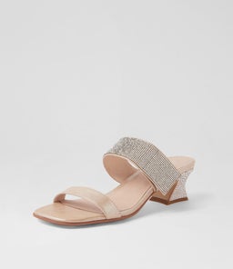 VARICK DJ NUDE SHIMMER SILVER LEATHER JEWELS