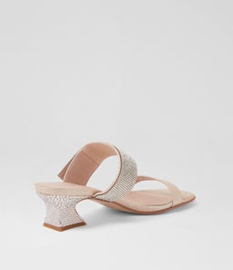VARICK DJ NUDE SHIMMER SILVER LEATHER JEWELS