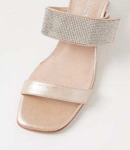 VARICK DJ NUDE SHIMMER SILVER LEATHER JEWELS