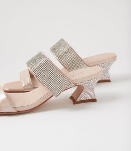 VARICK DJ NUDE SHIMMER SILVER LEATHER JEWELS