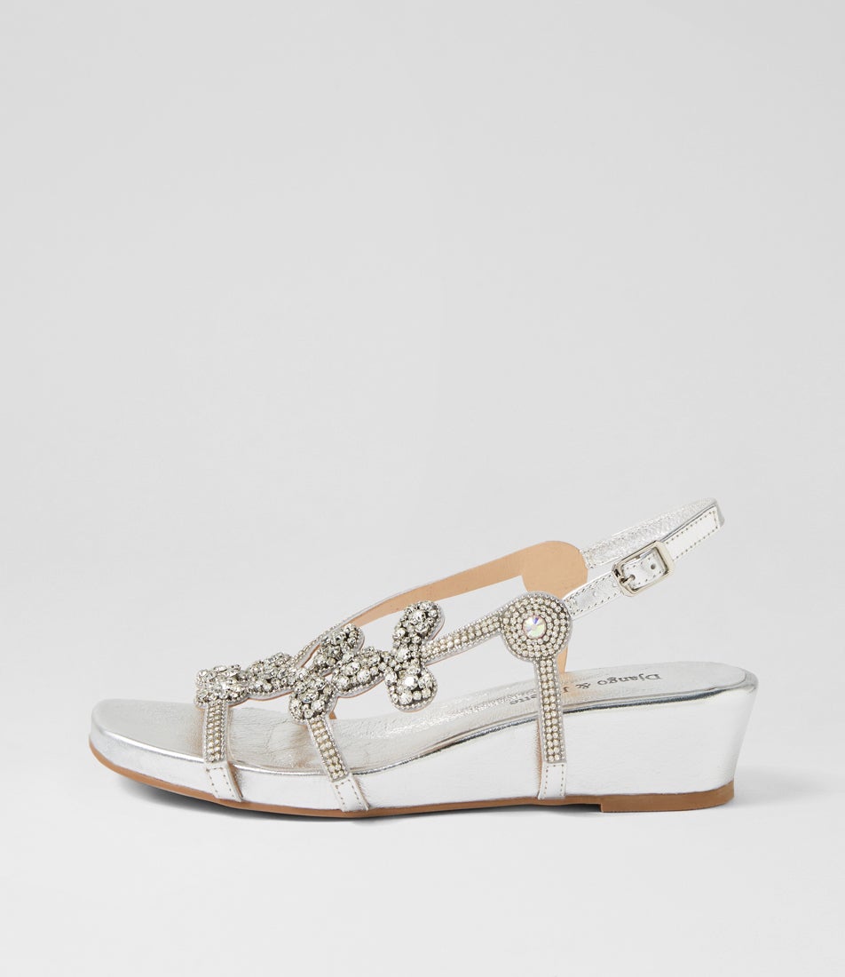 Wizar Silver Leather Jewels Sandals