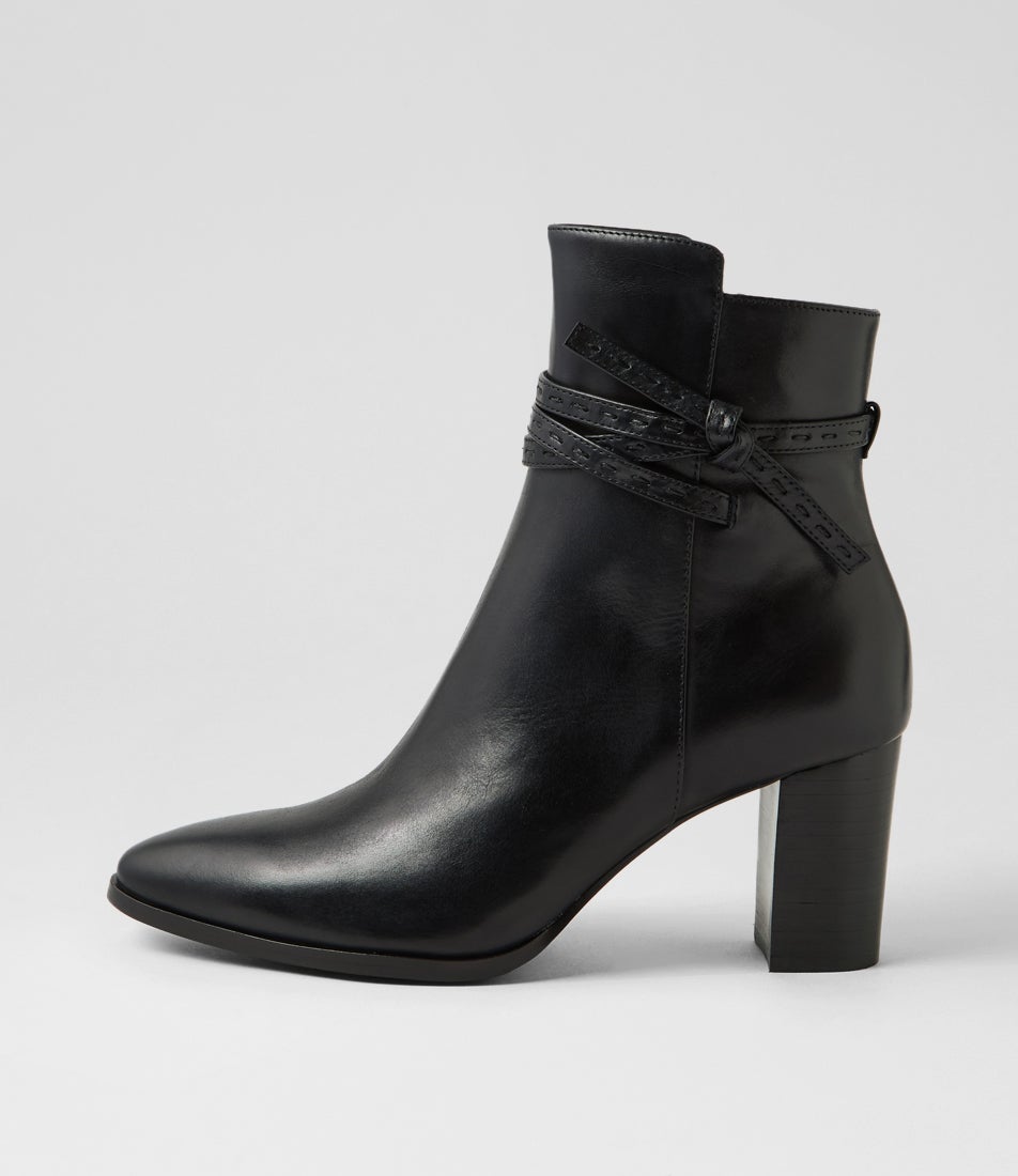 Adaire Black Leather Ankle Boots