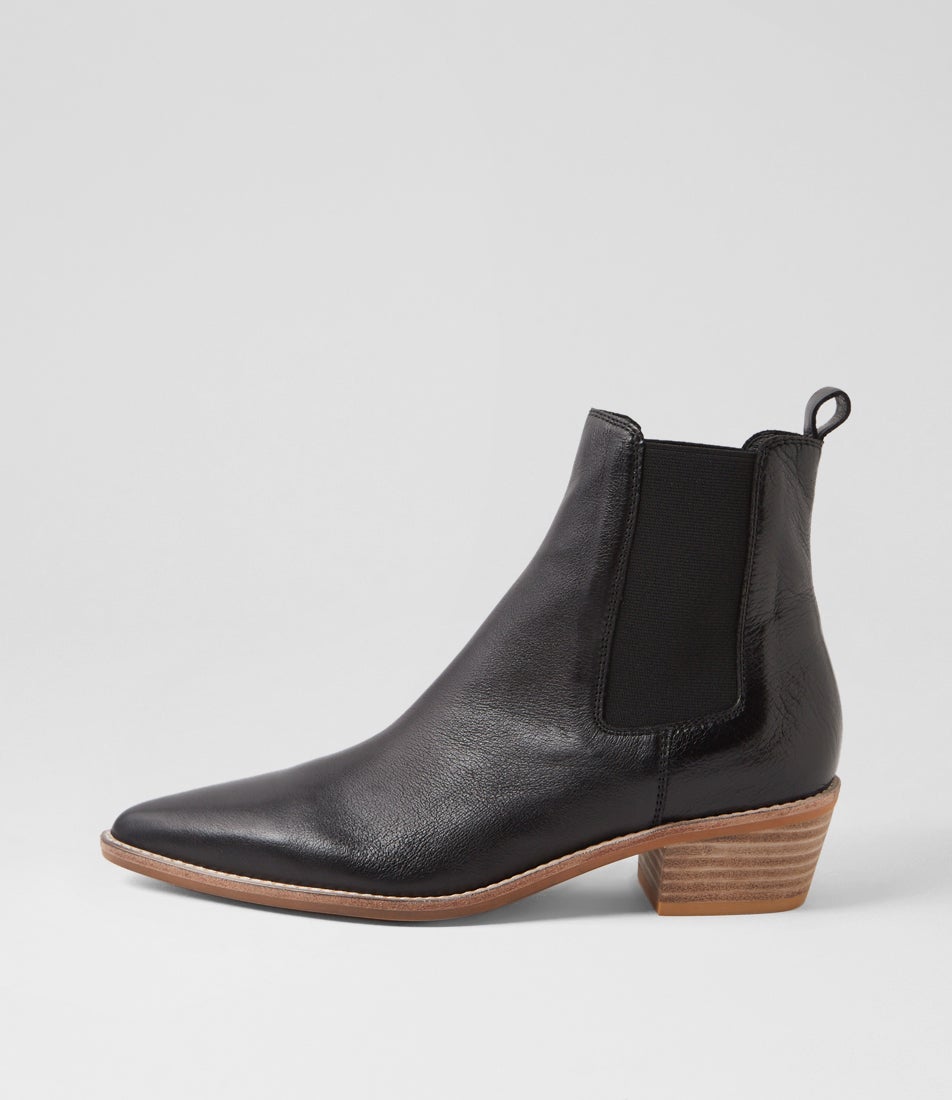 Danelle Black Natural Leather Chelsea Boots