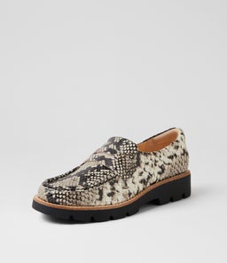 DORTE DJ BLACK&WHITE BLACK SOLE SNAKE LEATHER