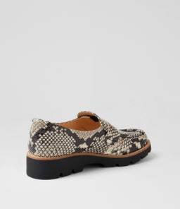 DORTE DJ BLACK&WHITE BLACK SOLE SNAKE LEATHER