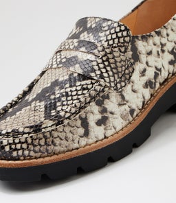 DORTE DJ BLACK&WHITE BLACK SOLE SNAKE LEATHER