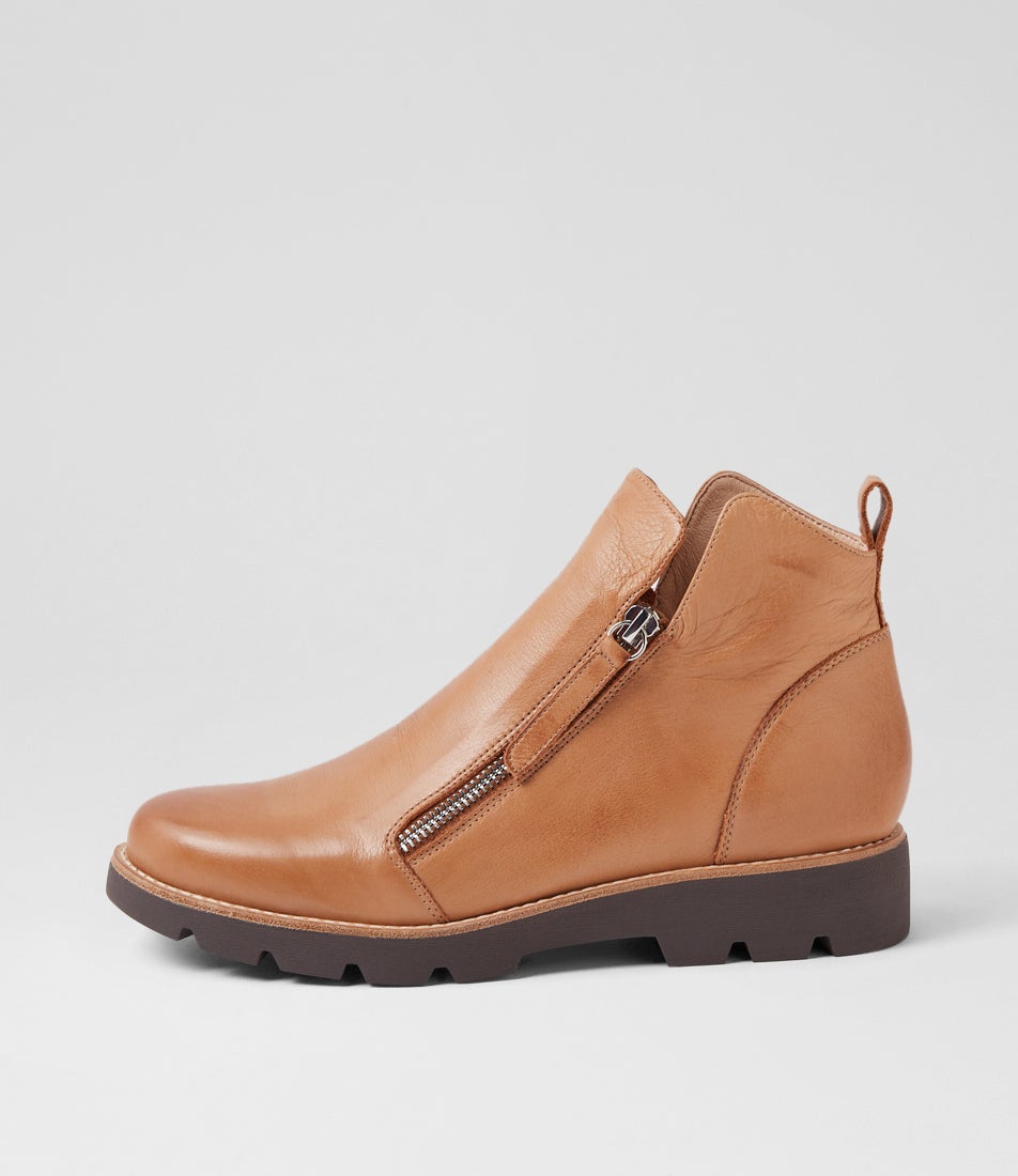 Dottiz Dark Tan Choc Leather Ankle Boots Dottiz Dark Tan Choc Leather Ankle Boots