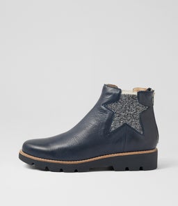 DIXEYS DJ NAVY LEATHER ELASTIC