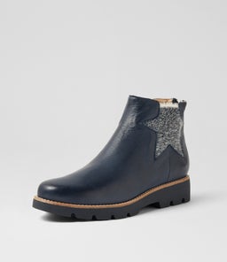 DIXEYS DJ NAVY LEATHER ELASTIC