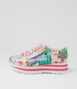 Eammes Collage 2 Print Patent Leather Lace Up Flats Eammes Collage 2 Print Patent Leather Lace Up Flats