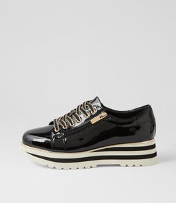 Eammes Black Milk Patent Leather Lace Up Flats Eammes Black Milk Patent Leather Lace Up Flats