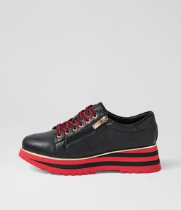 Eammes Dark Red Black Leather Lace Up Flats Eammes Dark Red Black Leather Lace Up Flats