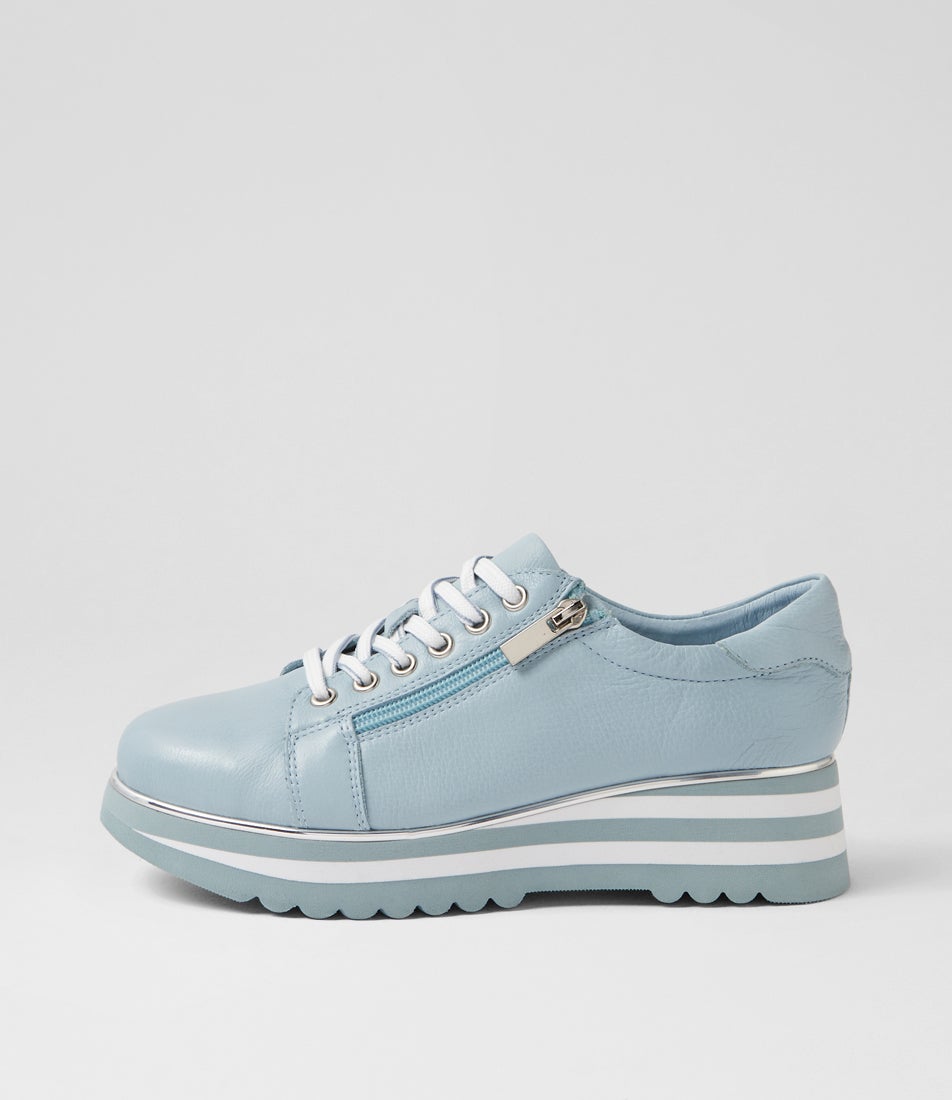 Eammes Denim Leather Lace Up Flats