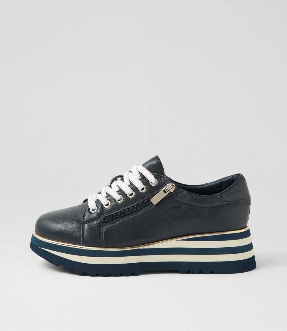 Eammes Navy Leather Lace Up Flats Eammes Navy Leather Lace Up Flats