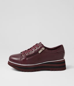 Eammes Burgundy Black Leather Lace Up Flats Eammes Burgundy Black Leather Lace Up Flats