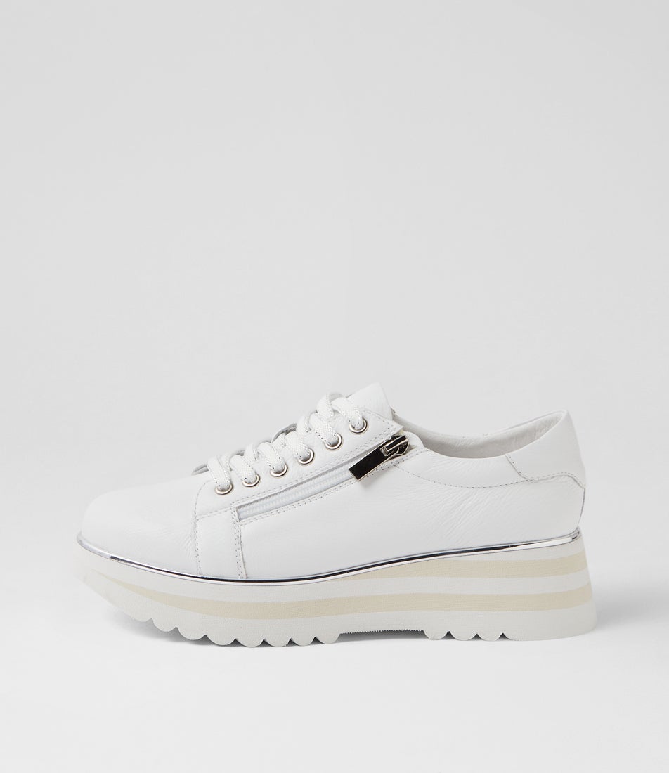 Eammes White Leather Lace Up Flats Eammes White Leather Lace Up Flats
