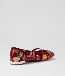 FYLING DJ RED RED EMBROIDERY PATENT VELVET