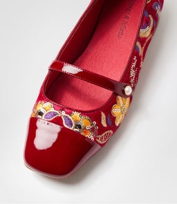 FYLING DJ RED RED EMBROIDERY PATENT VELVET
