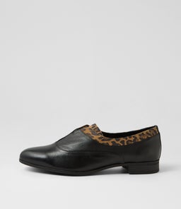 GARISSA DJ BLACK CAMEL LEOPARD LEATHER SUEDE