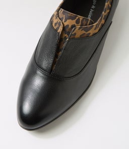 GARISSA DJ BLACK CAMEL LEOPARD LEATHER SUEDE