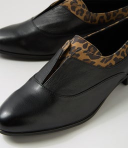 GARISSA DJ BLACK CAMEL LEOPARD LEATHER SUEDE