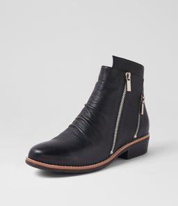 LIZZOE DJ BLACK BLACK HEEL LEATHER