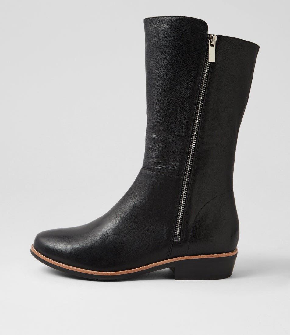 Lomar Black Leather Calf Boots