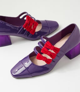 MERRYN DJ PURPLE RED PATENT SUEDE
