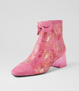 MENSAH DJ PINK PINK ORANGE FLOWER SUEDE LEATHER