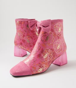 MENSAH DJ PINK PINK ORANGE FLOWER SUEDE LEATHER