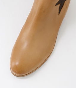 NOJIS DJ DK TAN CHOC LEATHER ELASTIC