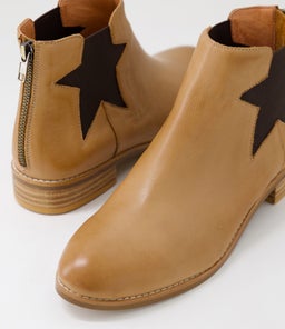 NOJIS DJ DK TAN CHOC LEATHER ELASTIC