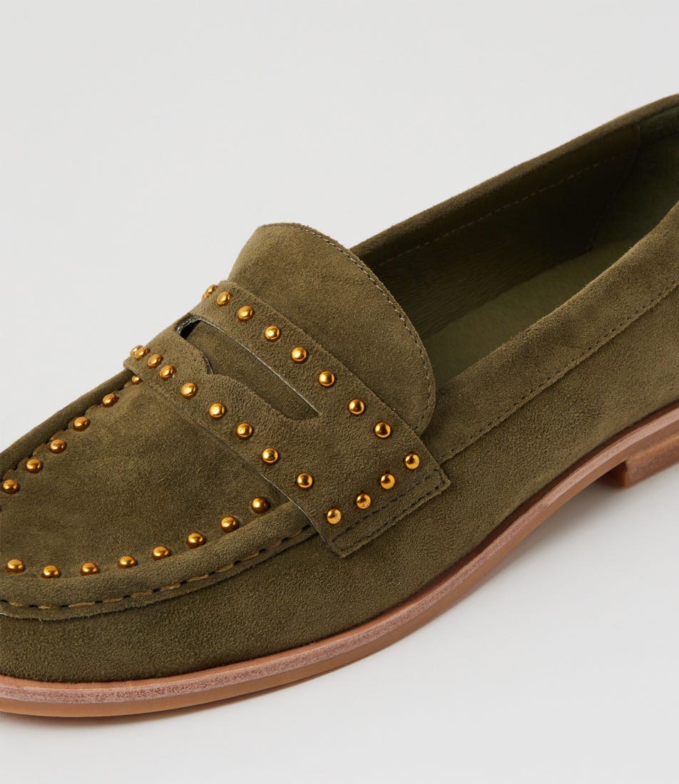 Quatta Olive Suede Loafers | Shop Online at Styletread