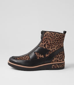 RATREE DJ BLACK TAUPE LEOPARD LEATHER SUEDE