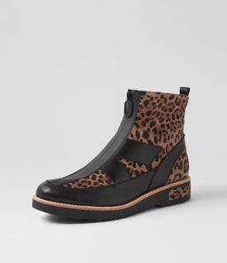 RATREE DJ BLACK TAUPE LEOPARD LEATHER SUEDE