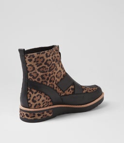 RATREE DJ BLACK TAUPE LEOPARD LEATHER SUEDE