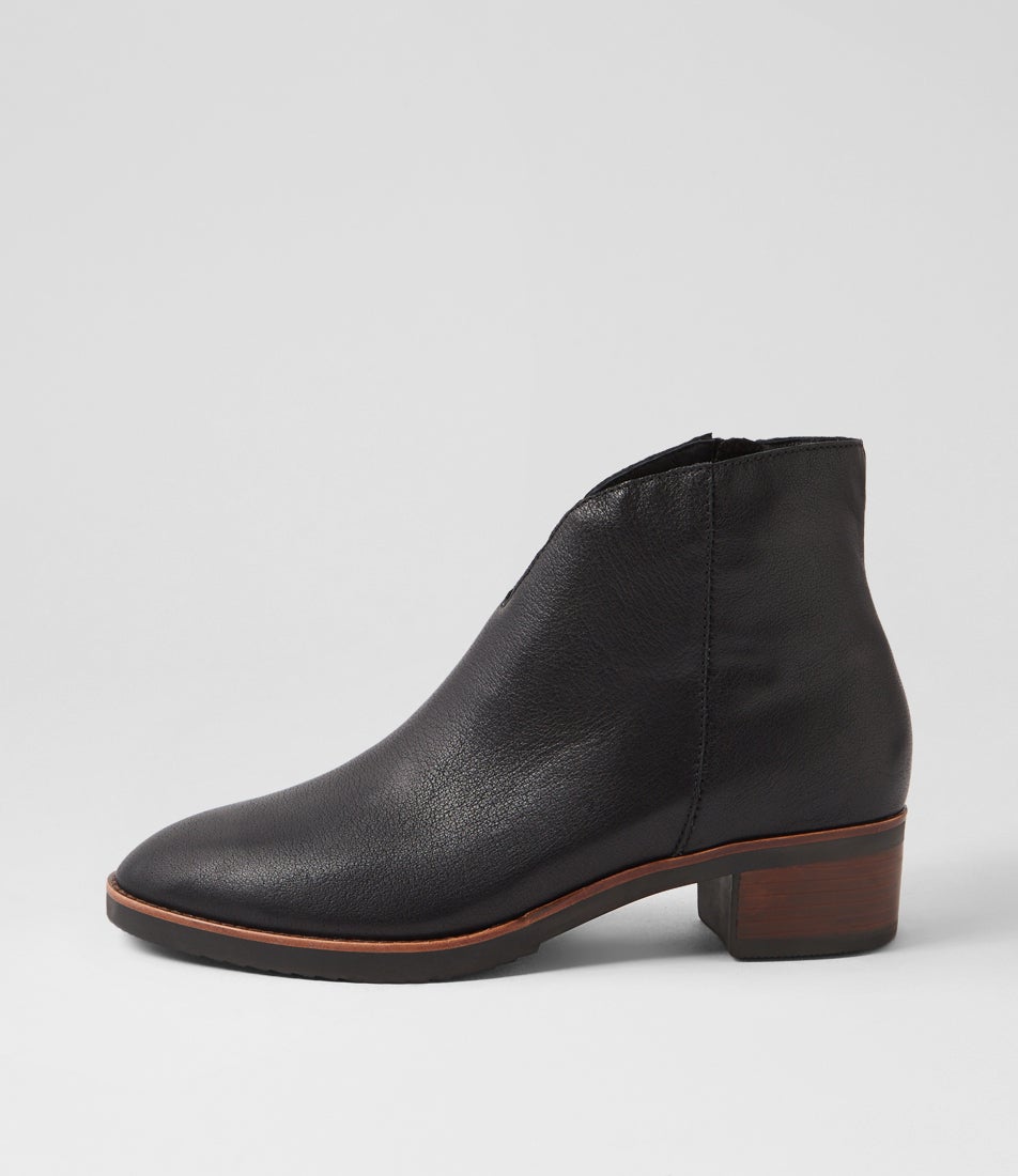 Talula Black Natural Leather Ankle Boots
