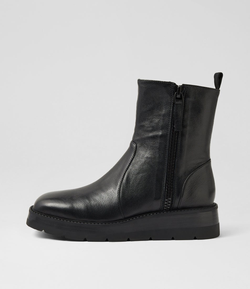 Thans Black Leather Ankle Boots Thans Black Leather Ankle Boots