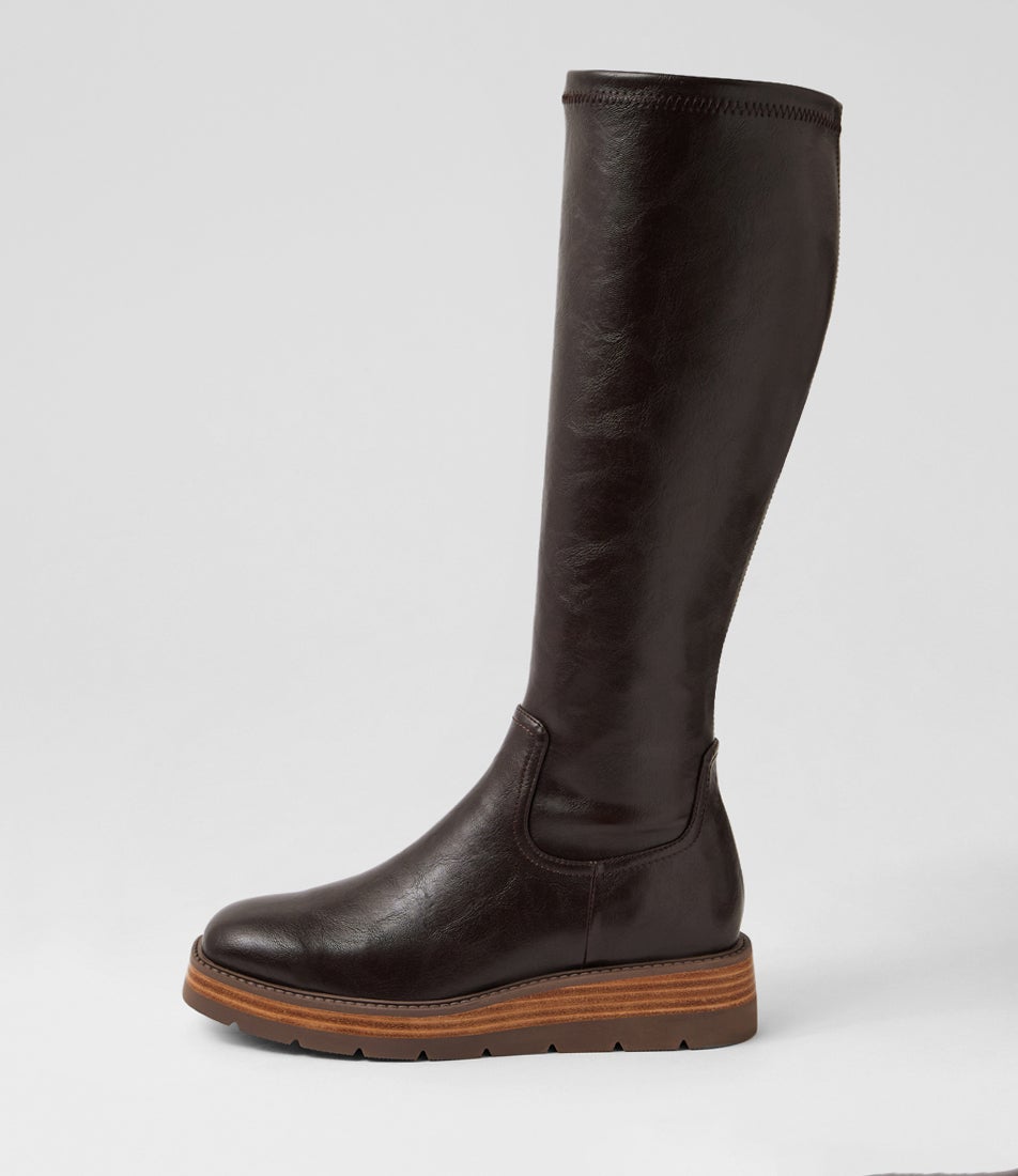 Terriny Choc Nat Stretch Knee High Boots Terriny Choc Nat Stretch Knee High Boots