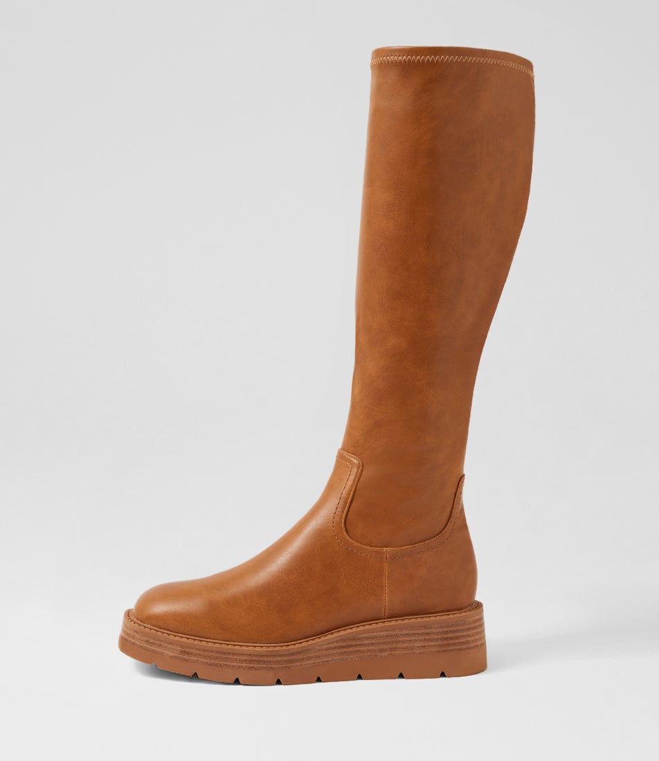 Terriny Tan Natural Stretch Knee High Boots Terriny Tan Natural Stretch Knee High Boots
