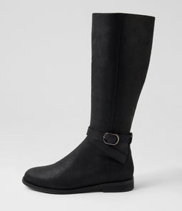 YASHLEY DJ BLACK BLACK HEEL TUMBLE NUBUCK